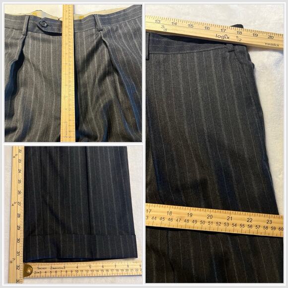 Paul Stuart 43L 36x32 Gray Multi-Stripe Flannel 2 Piece Suit Super 150s - Picture 14 of 16